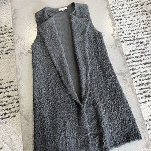 LOFT Charcoal Open-Front Cardigan Vest
